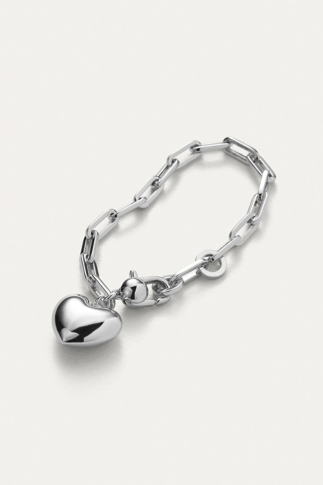 Puffy Heart Bracelet Silver