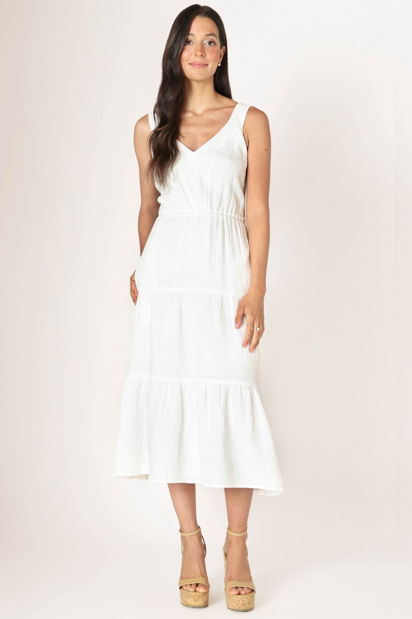 Textured Tiered Midi Dress