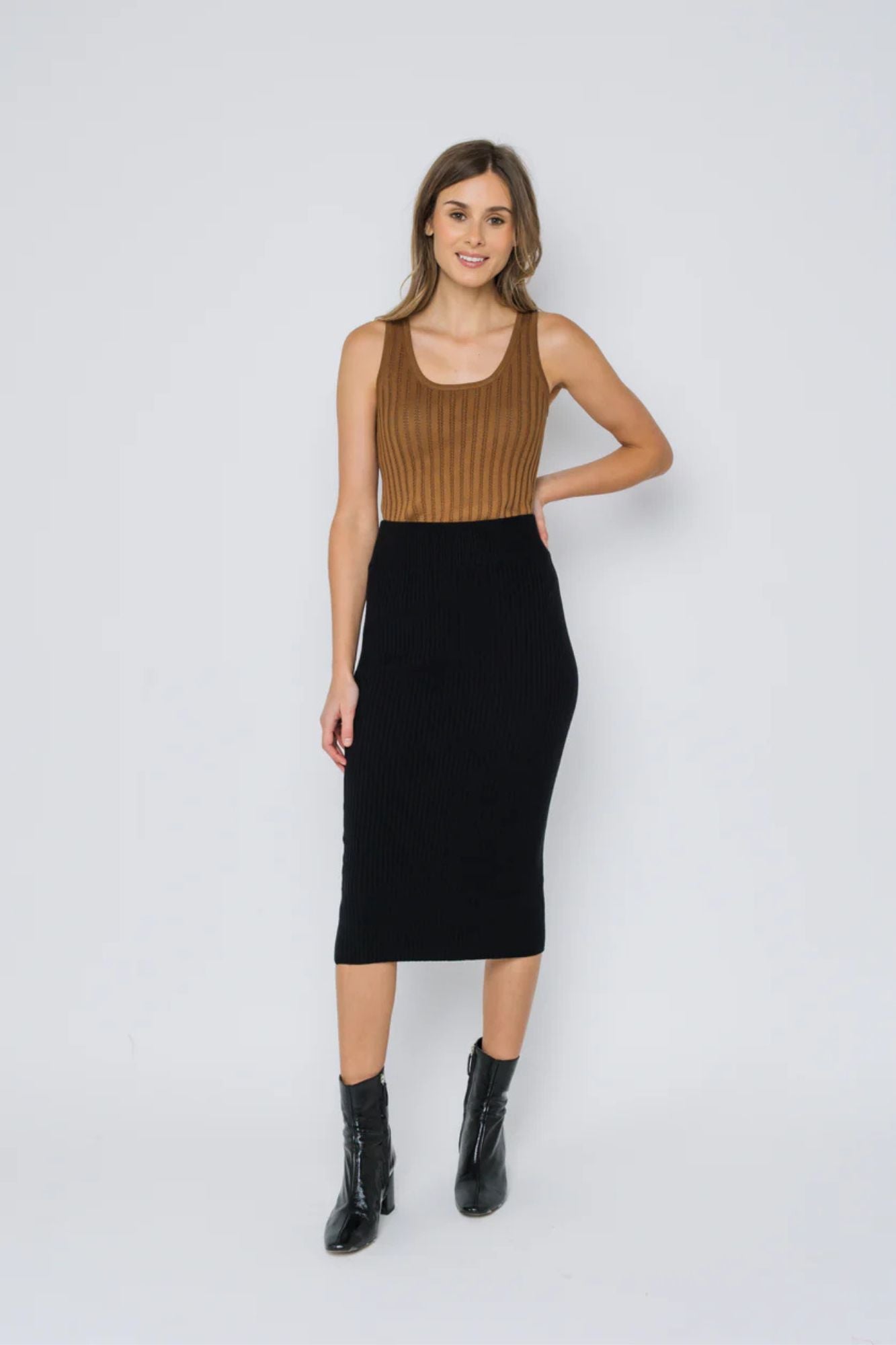 Lynne Rib Knit Midi Skirt