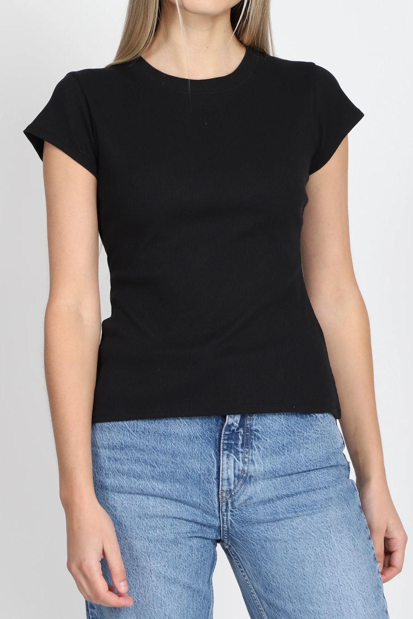 Ribbed T-Shirt Cap Sleeves