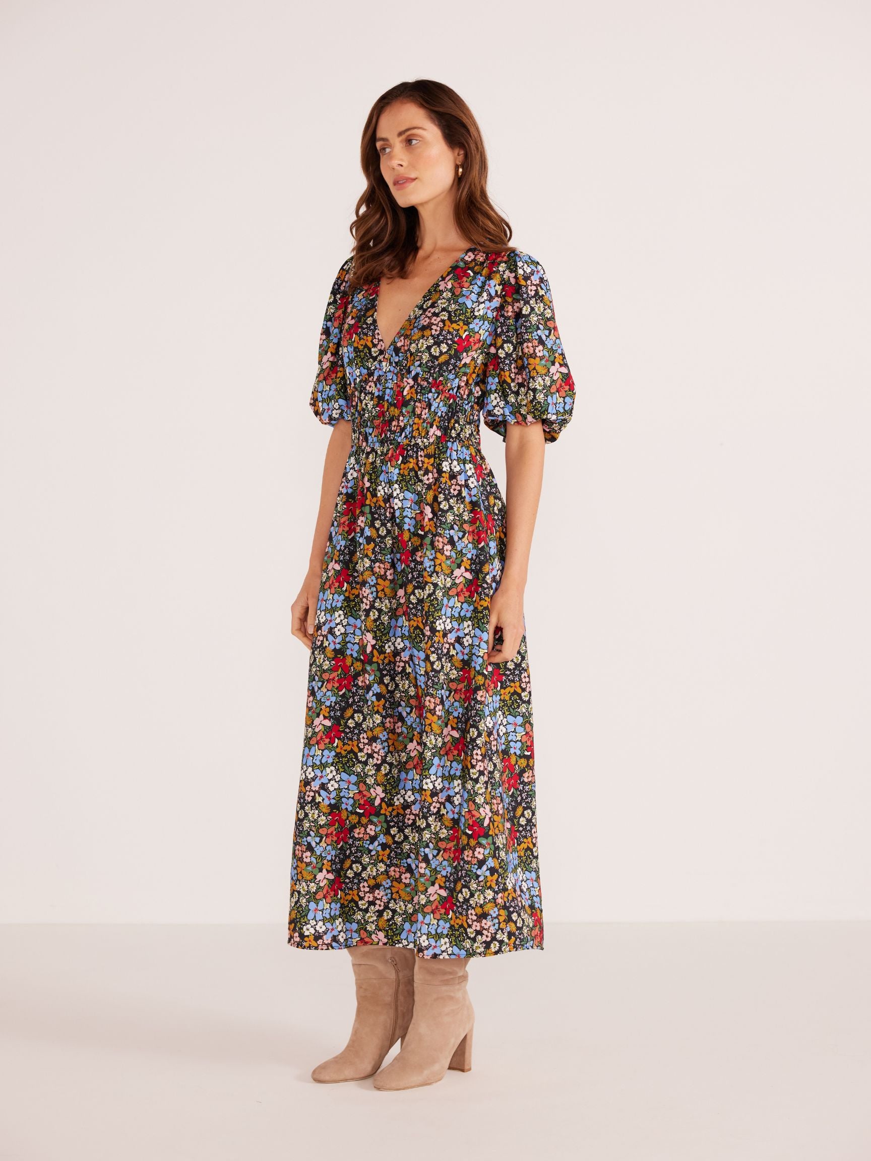 Josie Puff Sleeve Midi Dress