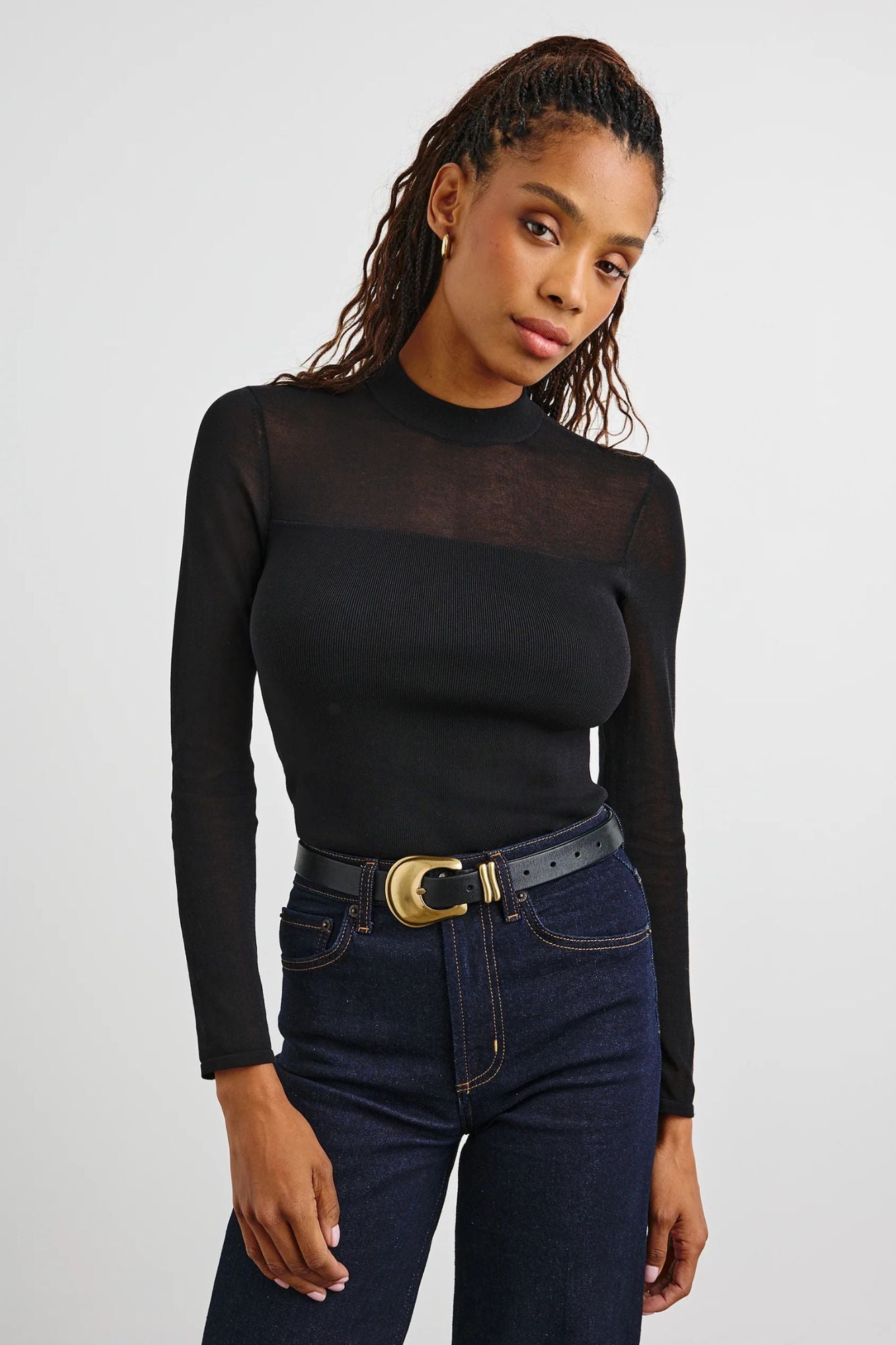 Winona Sheer Mockneck Top