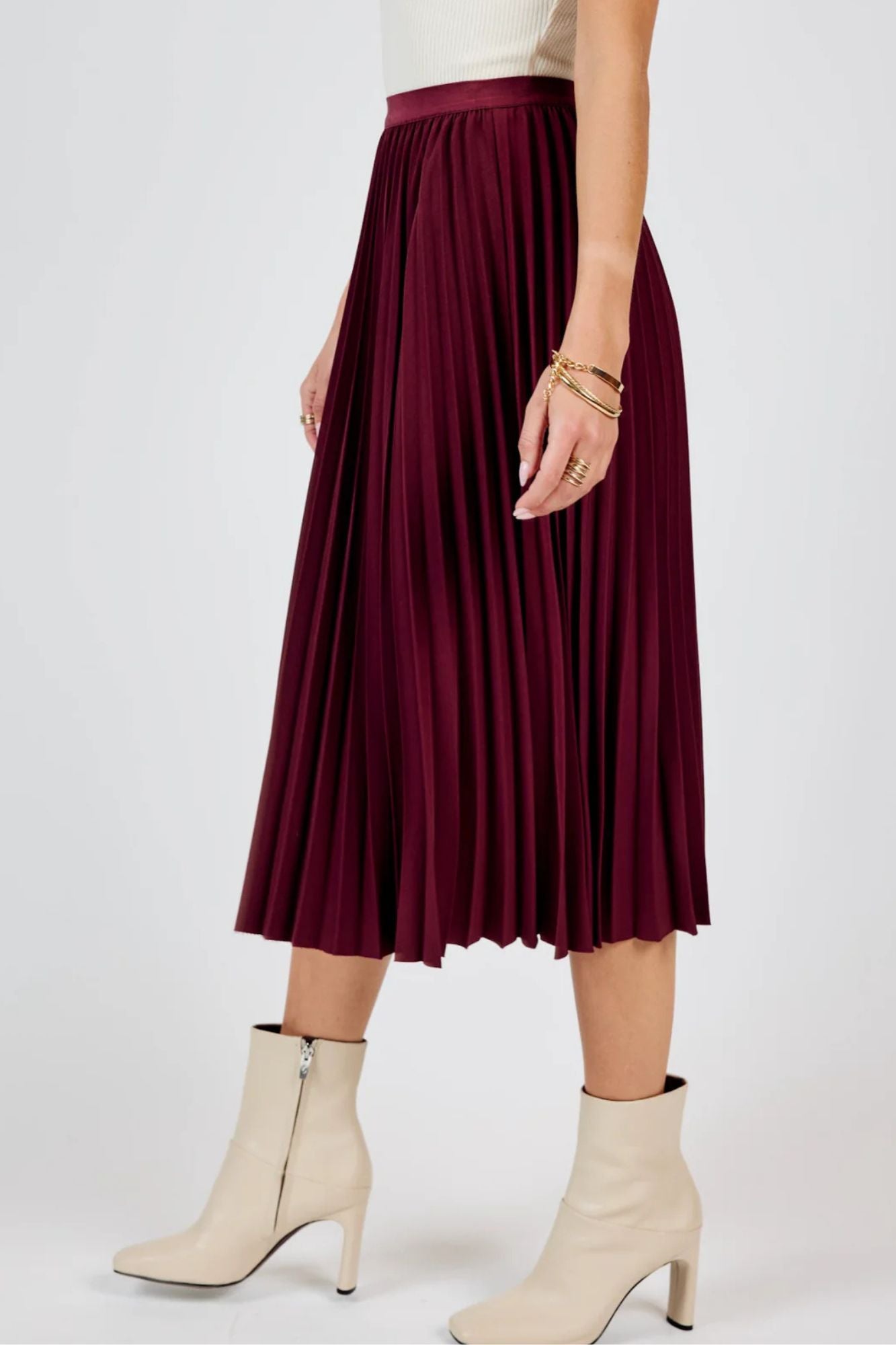 Silent Streets Pleated Midi Skirt