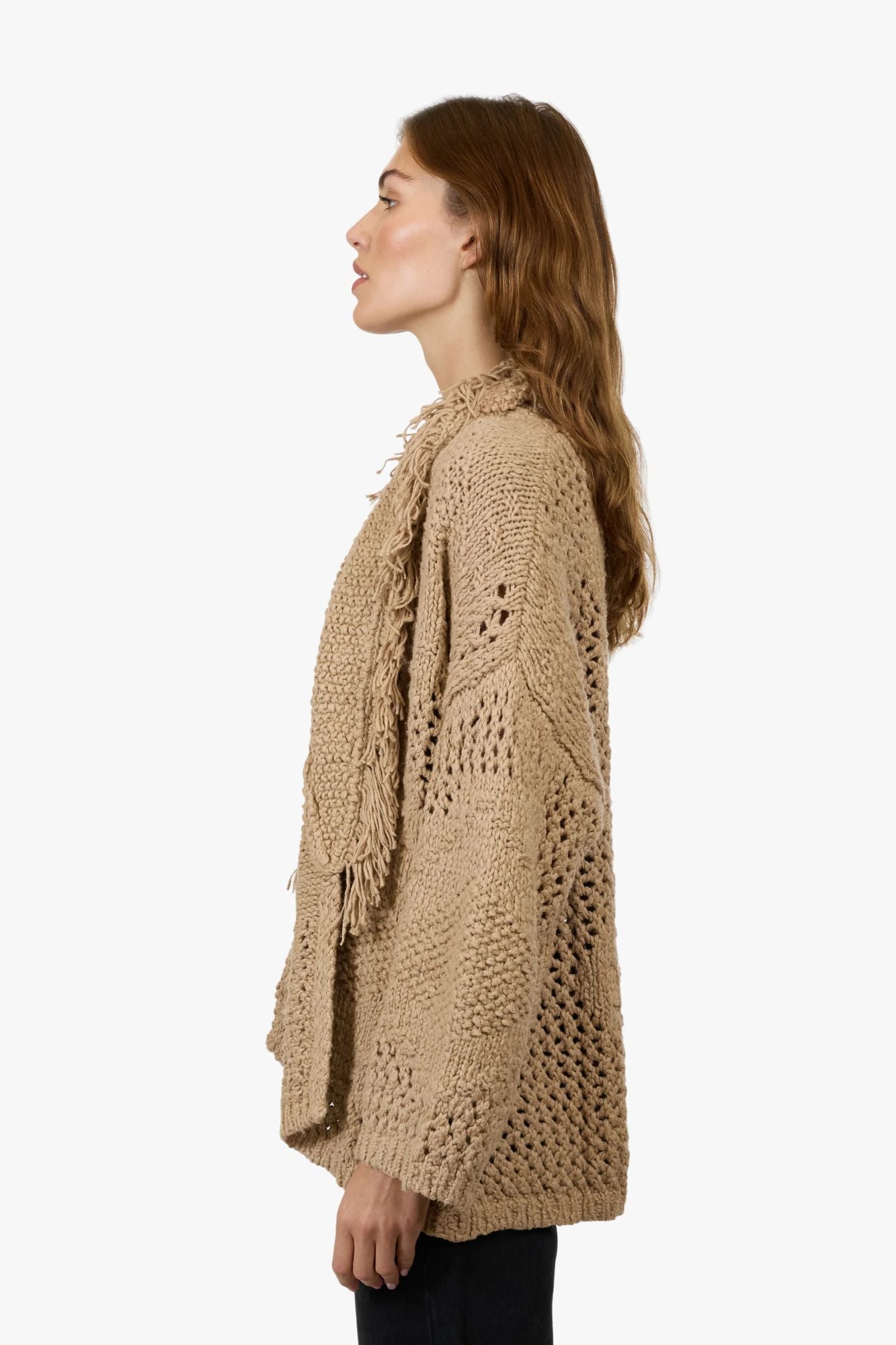 Fringed Shawl Collar Jacket