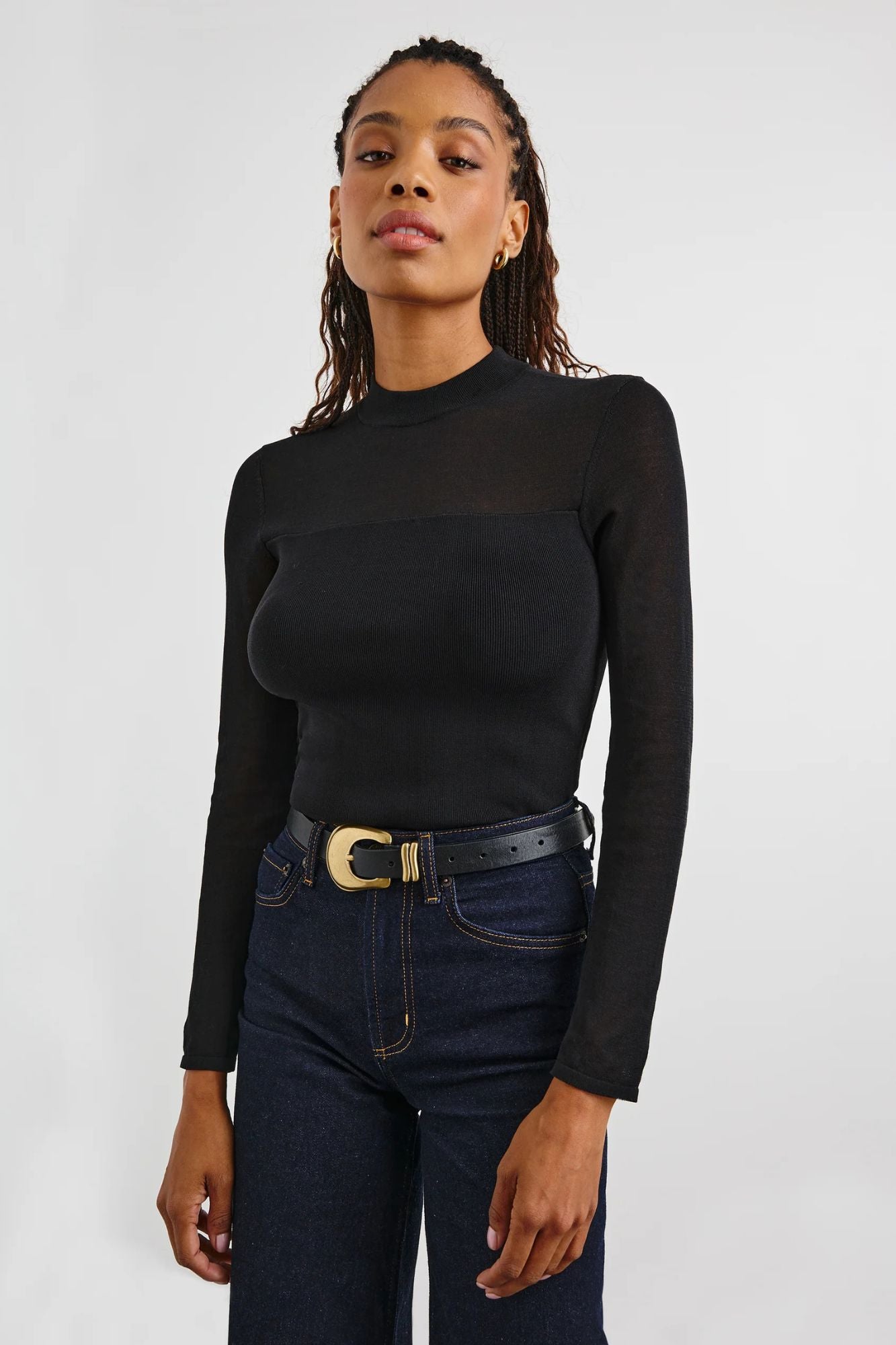 Winona Sheer Mockneck Top