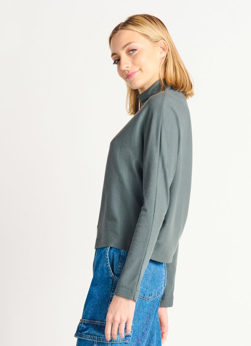 Ribbed Mockneck Knit Top