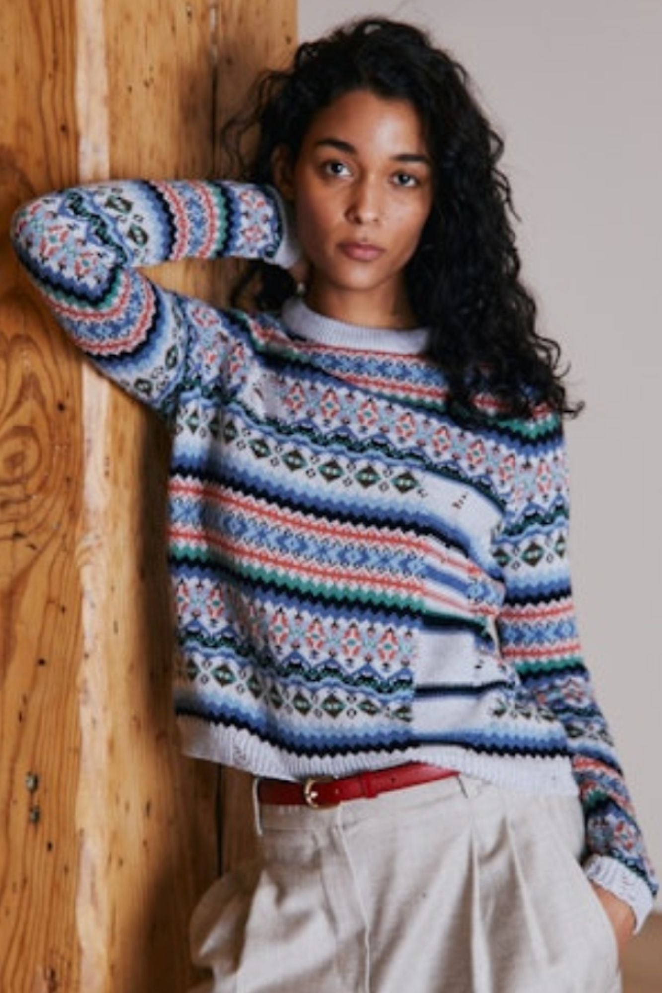 Distressed Fair Isle Crew