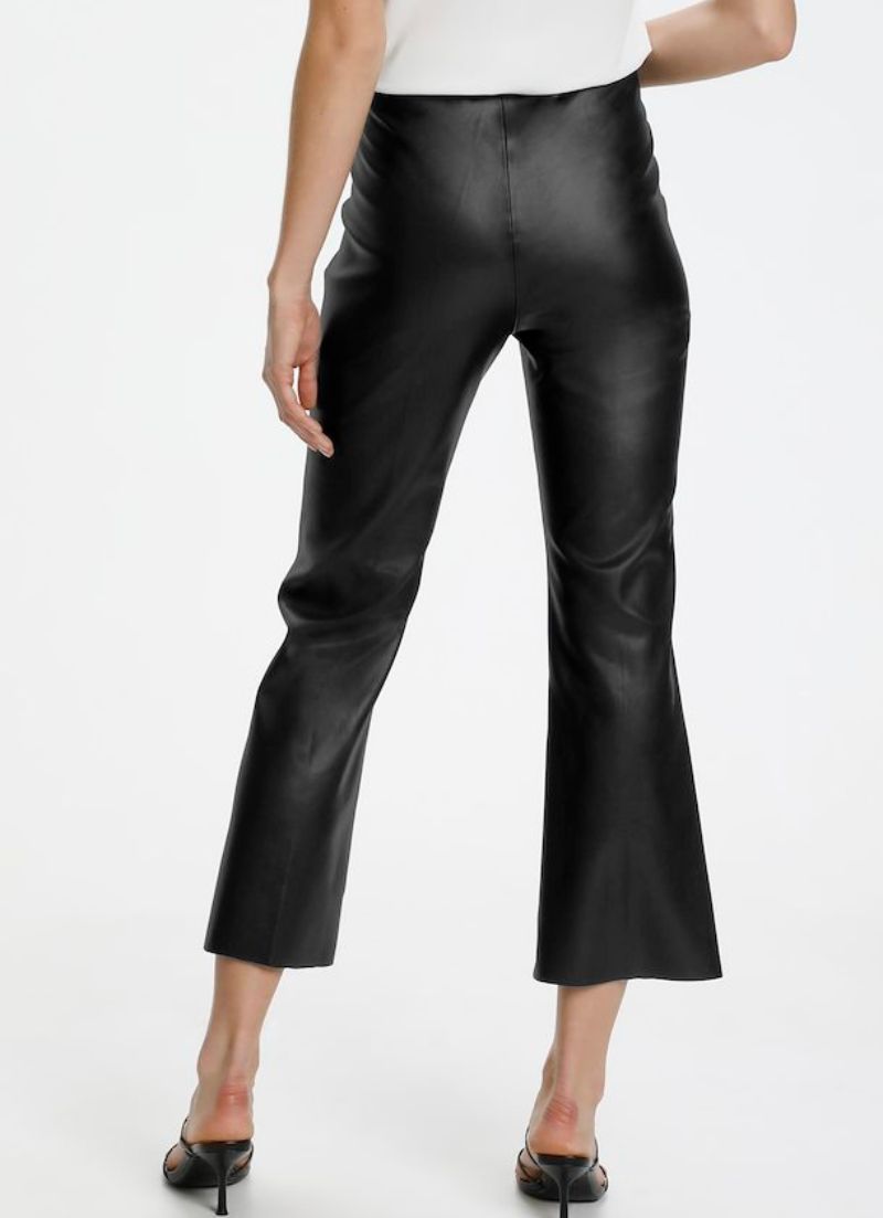 Black High Waisted Faux Leather Flare Pants