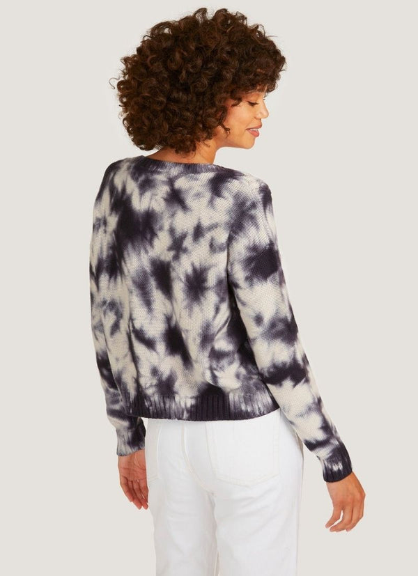 Tie Dye Cable V Neck Cardigan Indigo Bay