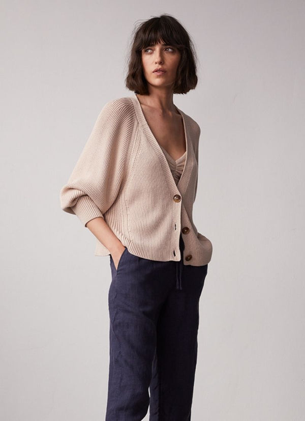 Autumn Cashmere - Oversized Boxy V Shaker Cardigan - Indigo Bay