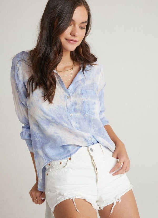 Bella Dahl Pocket Button Down Galaxy Tie Dye Indigo Bay